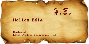 Holics Béla névjegykártya